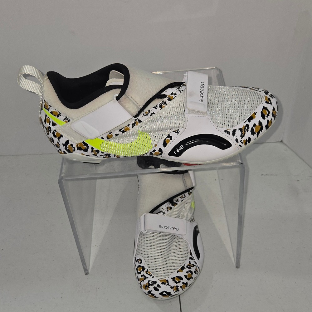 Nike SuperRep Cycle Shoes White Leopard Print Mens 7.5 Womens 9 CJ0775-101